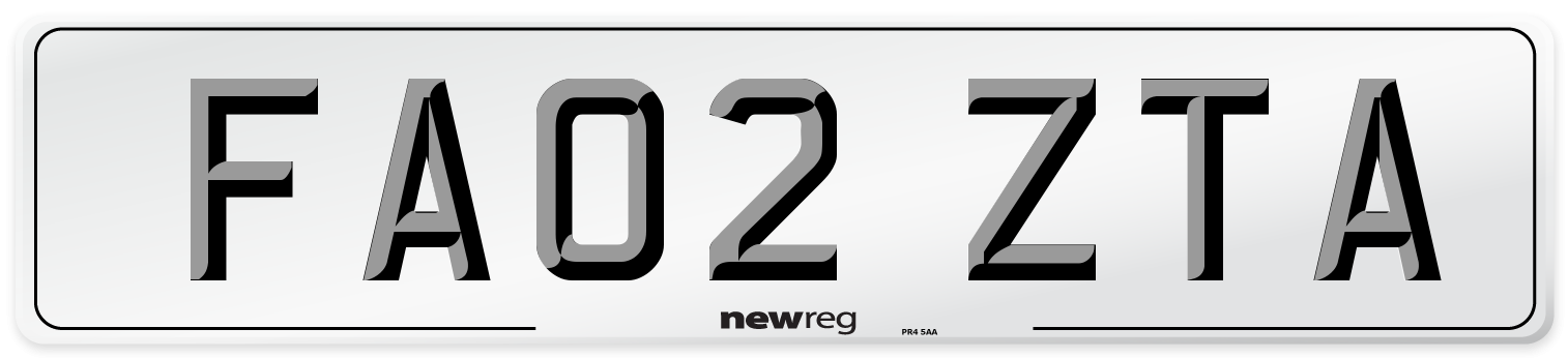 FA02 ZTA Number Plate from New Reg